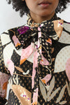 Lurex Floral Pussybow Blouse M