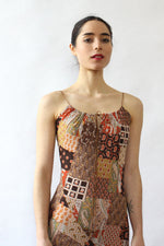 Patchwork Print Halter Dress XS-M