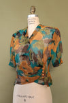 Sheer Leafy Watercolor Top M