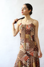 Patchwork Print Halter Dress XS-M