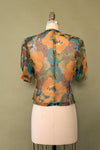 Sheer Leafy Watercolor Top M