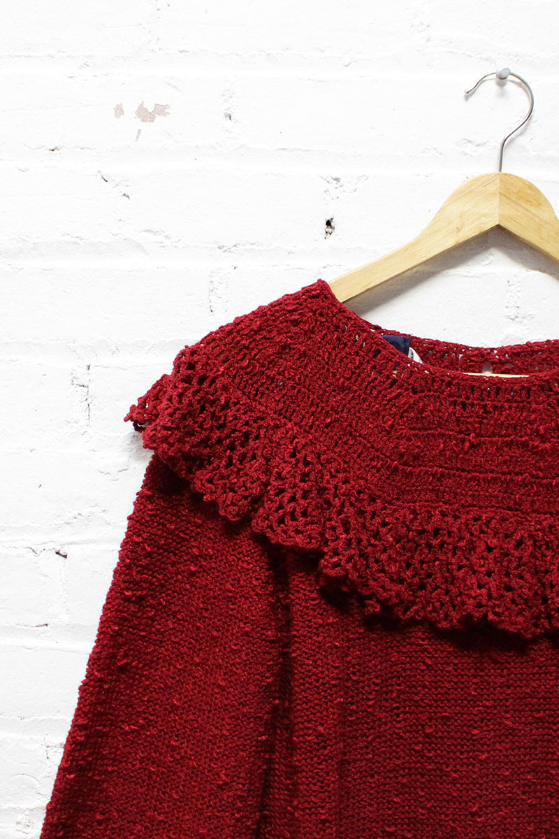 Burgundy Peasant Sweater M