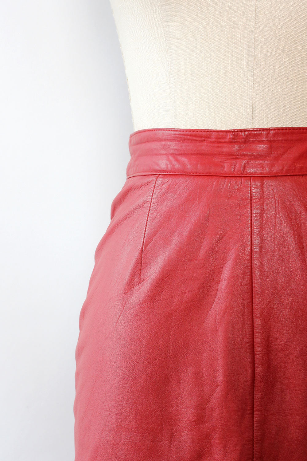 Garnet Leather Pencil Skirt M