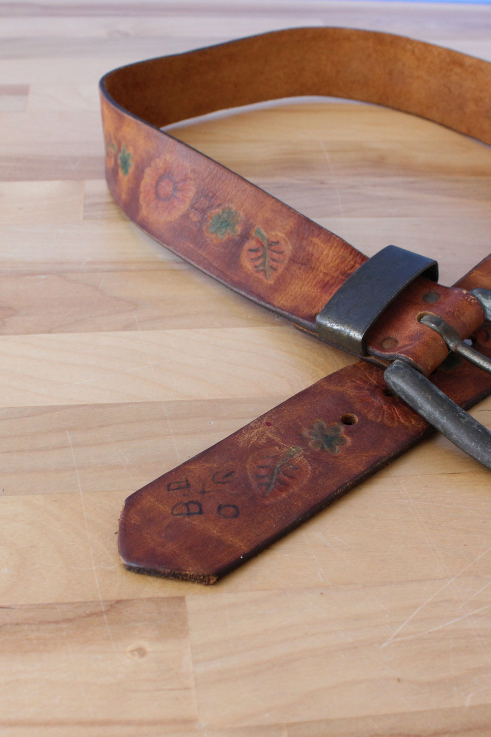 Hearty Tooled Leather Belt