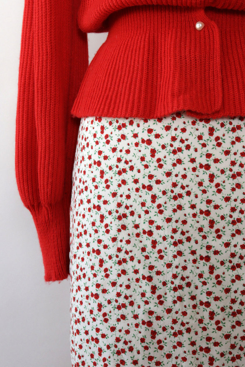 Ditsy Rose Cotton Skirt S