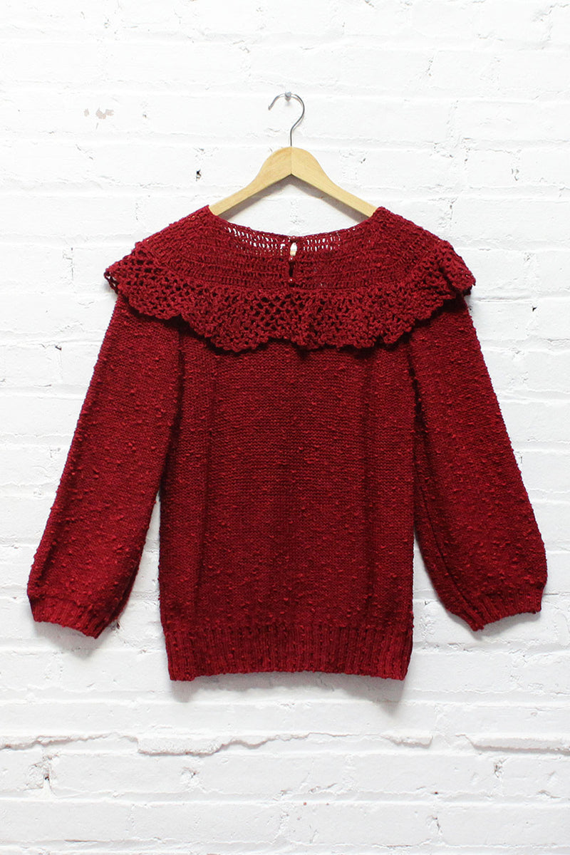Burgundy Peasant Sweater M