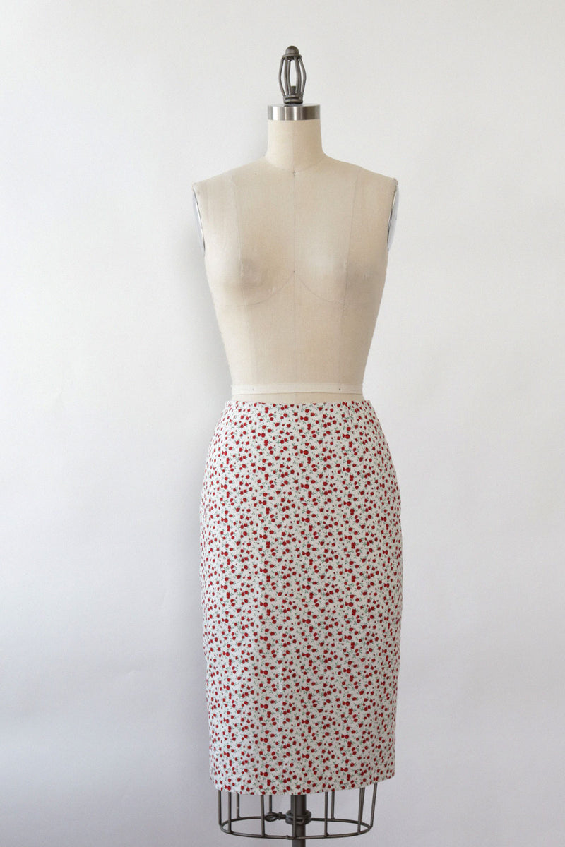 Ditsy Rose Cotton Skirt S