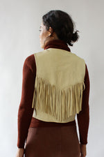 Camel Fringe Leather Vest M/L