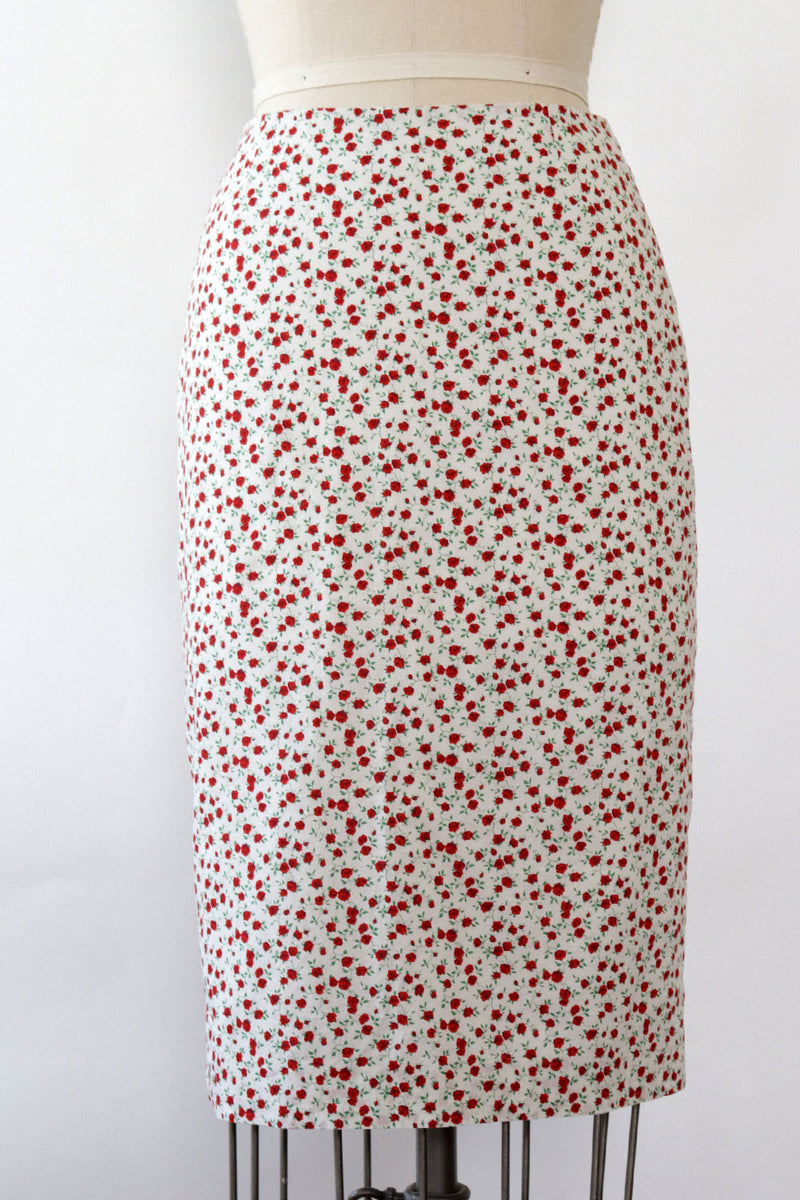 Ditsy Rose Cotton Skirt S