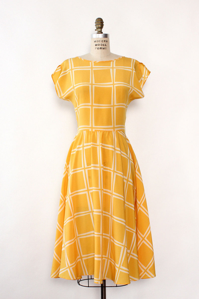 Marigold Grid Flare Dress S/M