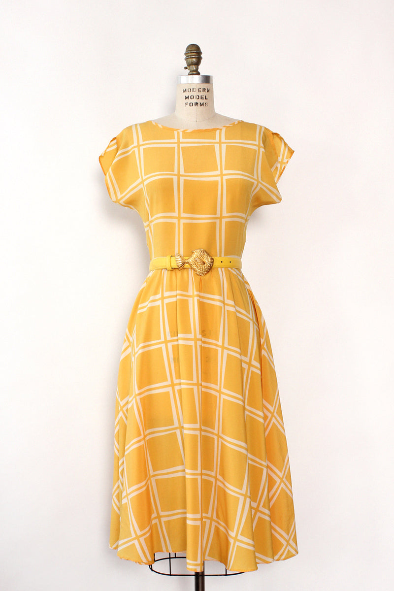 Marigold Grid Flare Dress S/M