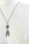 Sterling Feather Stone Necklace