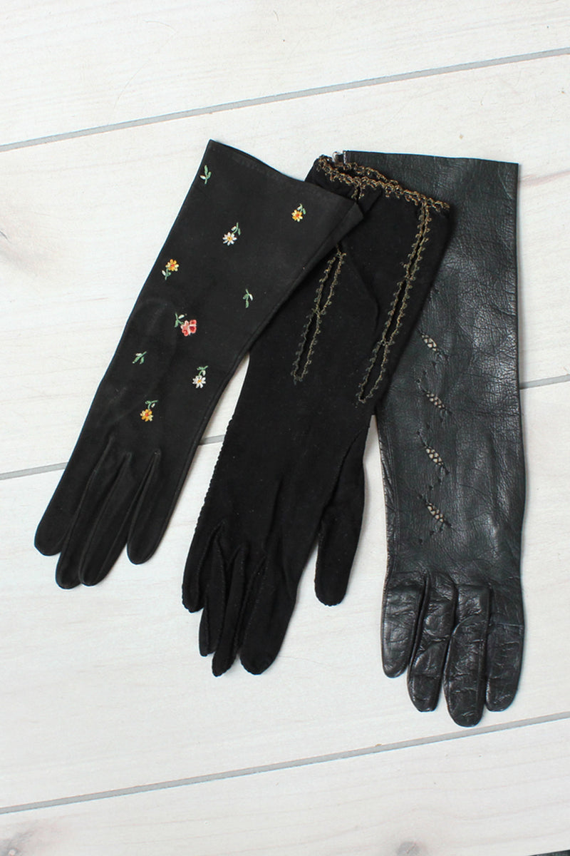 Three Pairs Leather Gloves S