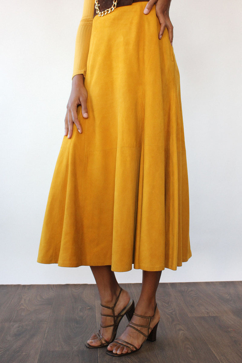 Marigold Fluid Suede Skirt M/L