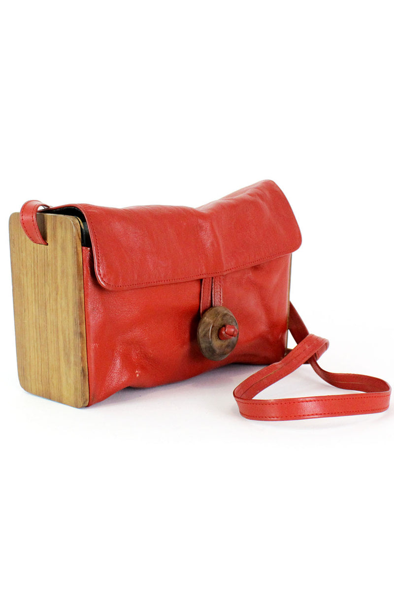 Jacaranda Wood & Leather Boxy Bag