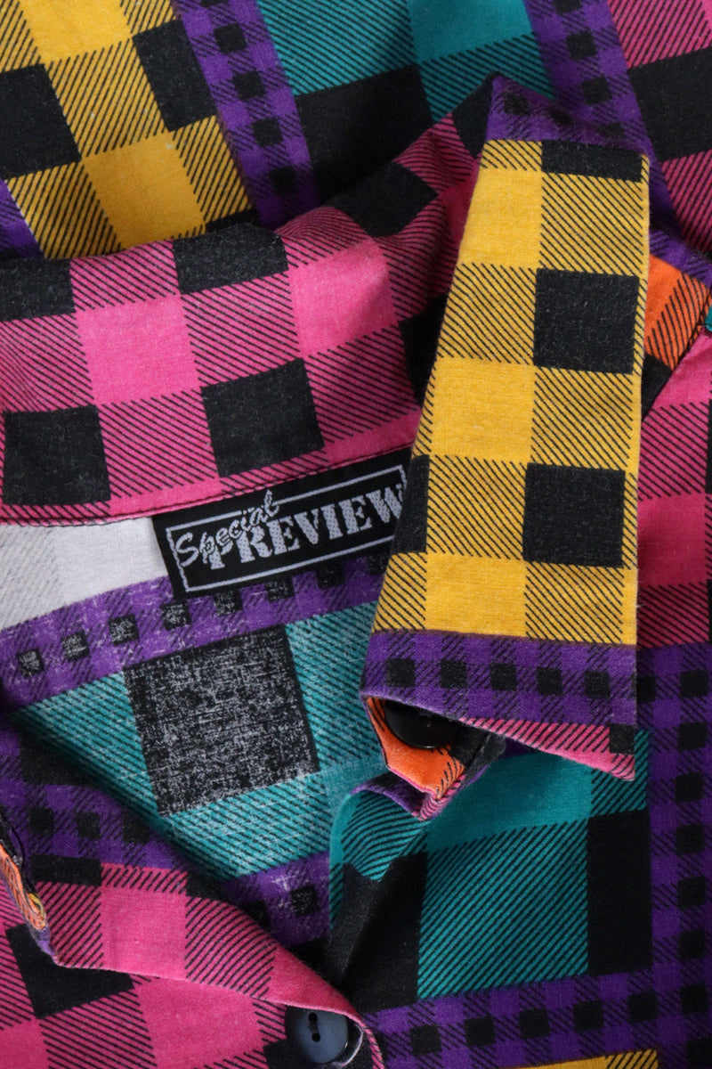 Mixed Plaid on Plaid Shirt S-L