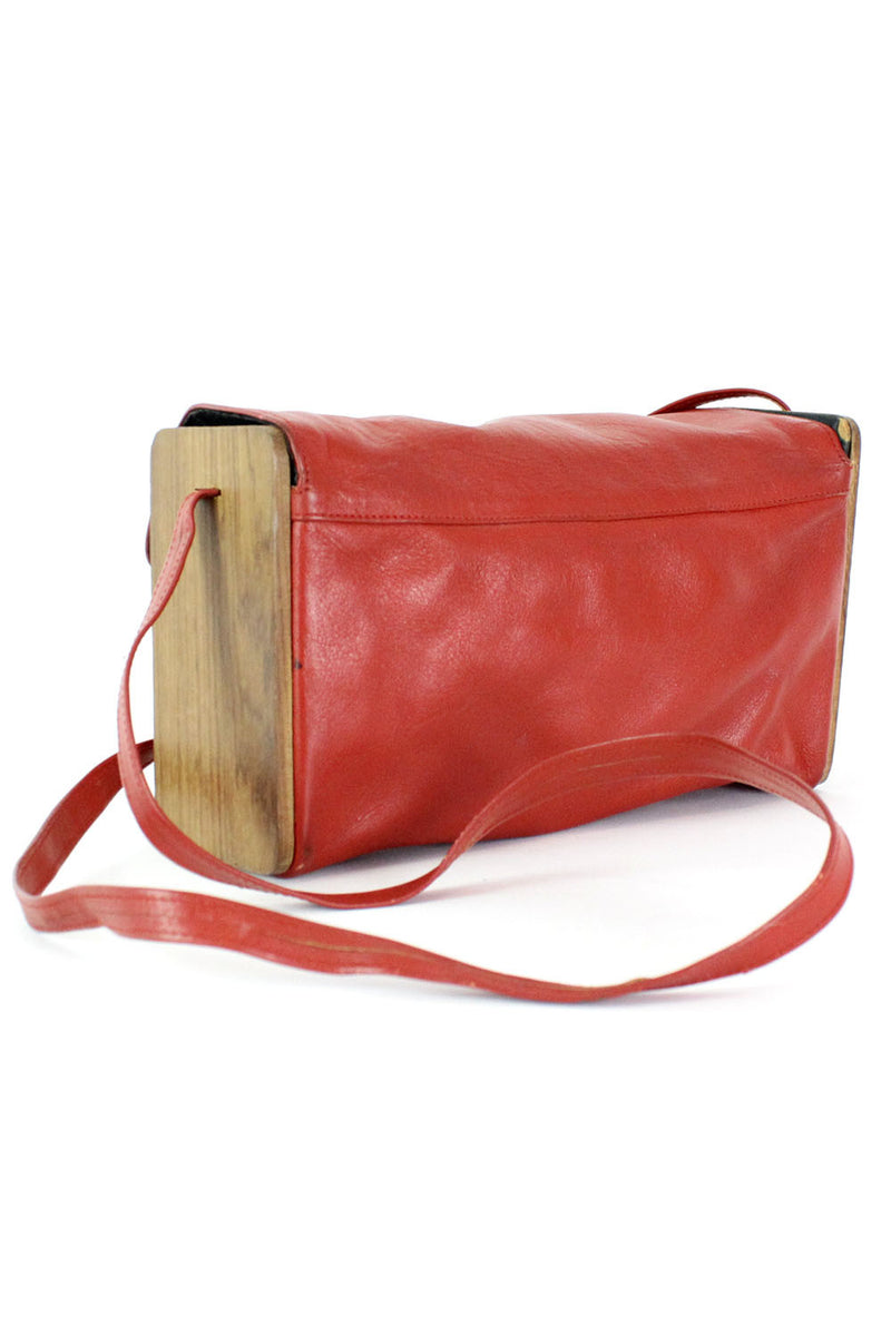 Jacaranda Wood & Leather Boxy Bag