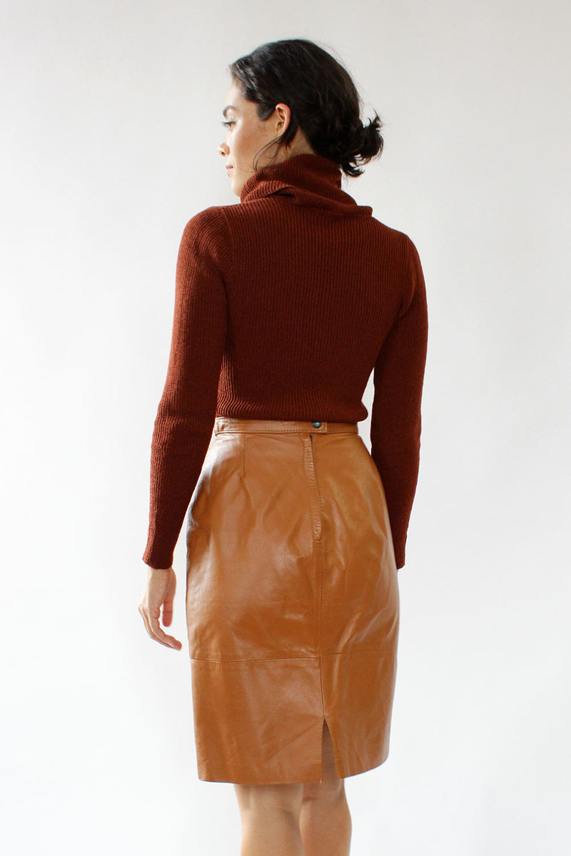 Toffee Leather Skirt M