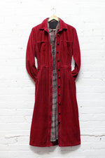 Maroon Corduroy Shirtdress M