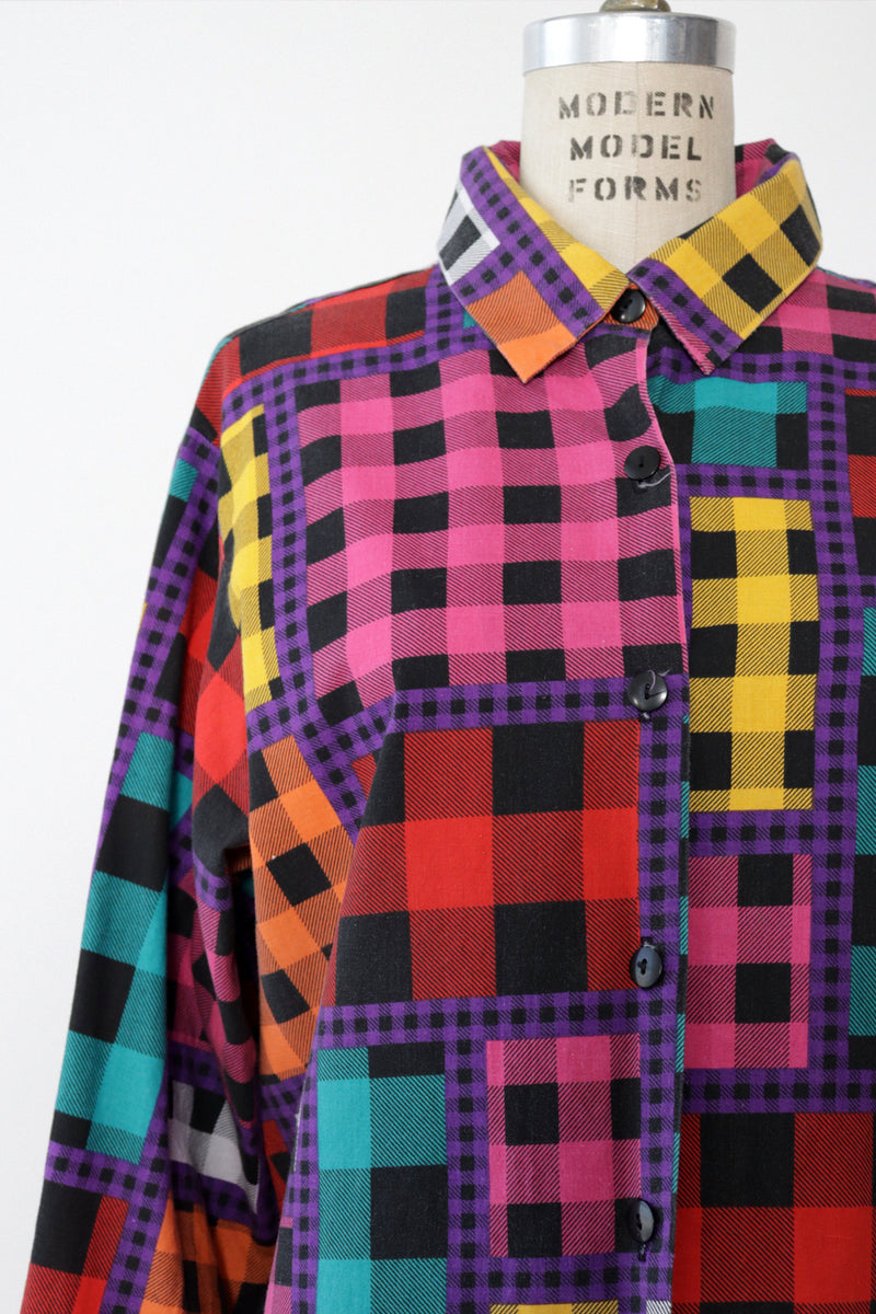 Mixed Plaid on Plaid Shirt S-L