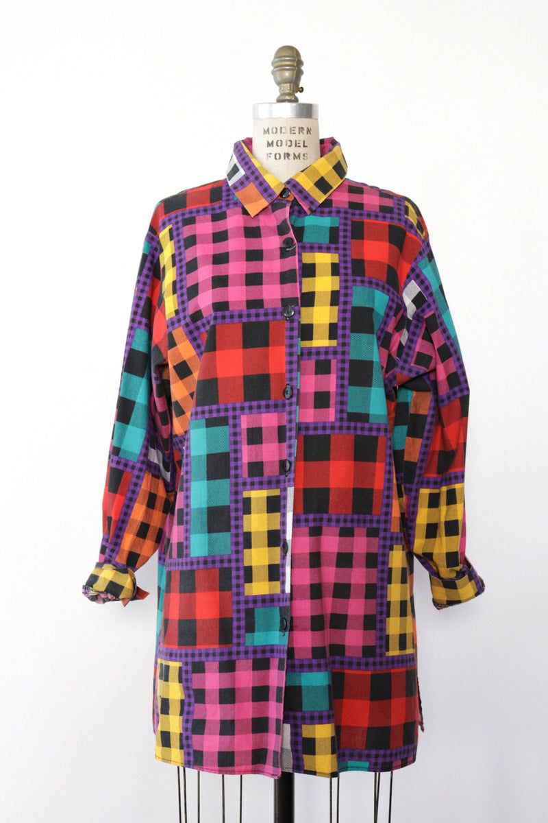 Mixed Plaid on Plaid Shirt S-L