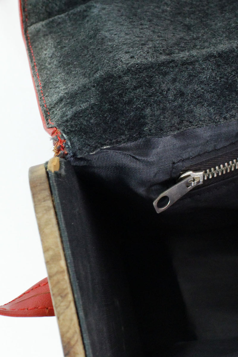 Jacaranda Wood & Leather Boxy Bag