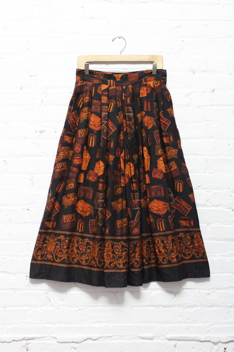 Treasure Chest Print Skirt M
