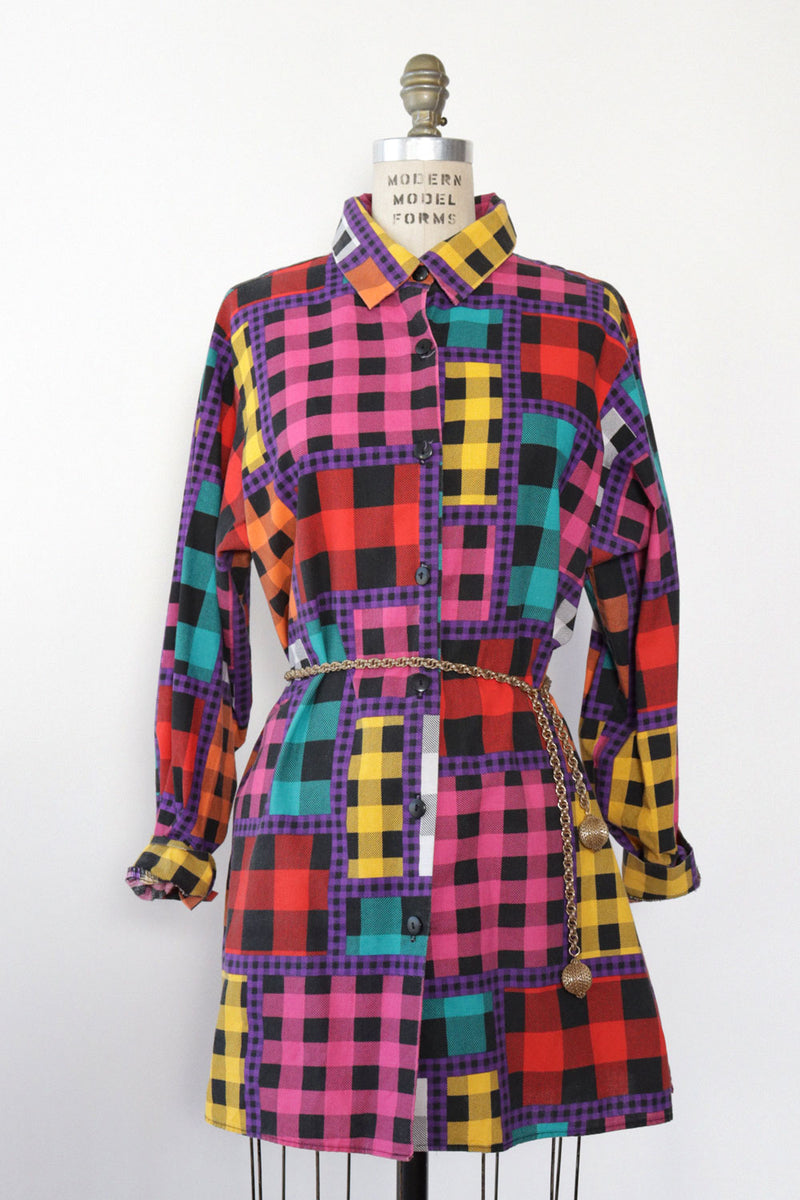 Mixed Plaid on Plaid Shirt S-L