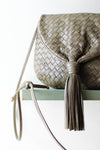 Olive Woven Crossbody Bag