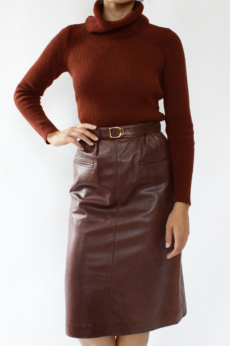 Gucci Cordovan Leather Skirt S