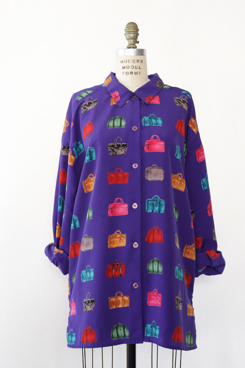 Handbag Print Oversized Blouse S-L