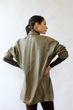 Olive Leather Slouchy Coat S/M