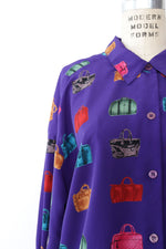 Handbag Print Oversized Blouse S-L