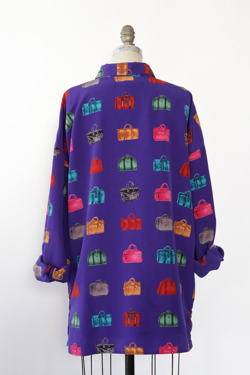 Handbag Print Oversized Blouse S-L