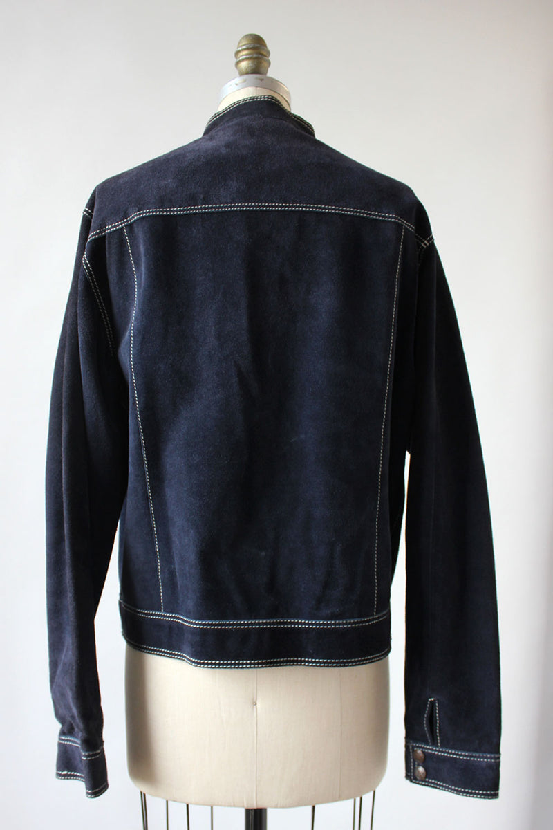 Navy Suede Slouch Jacket M