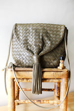 Olive Woven Crossbody Bag