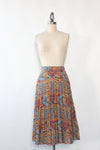 Patchwork Printed Pleat Skirt XS