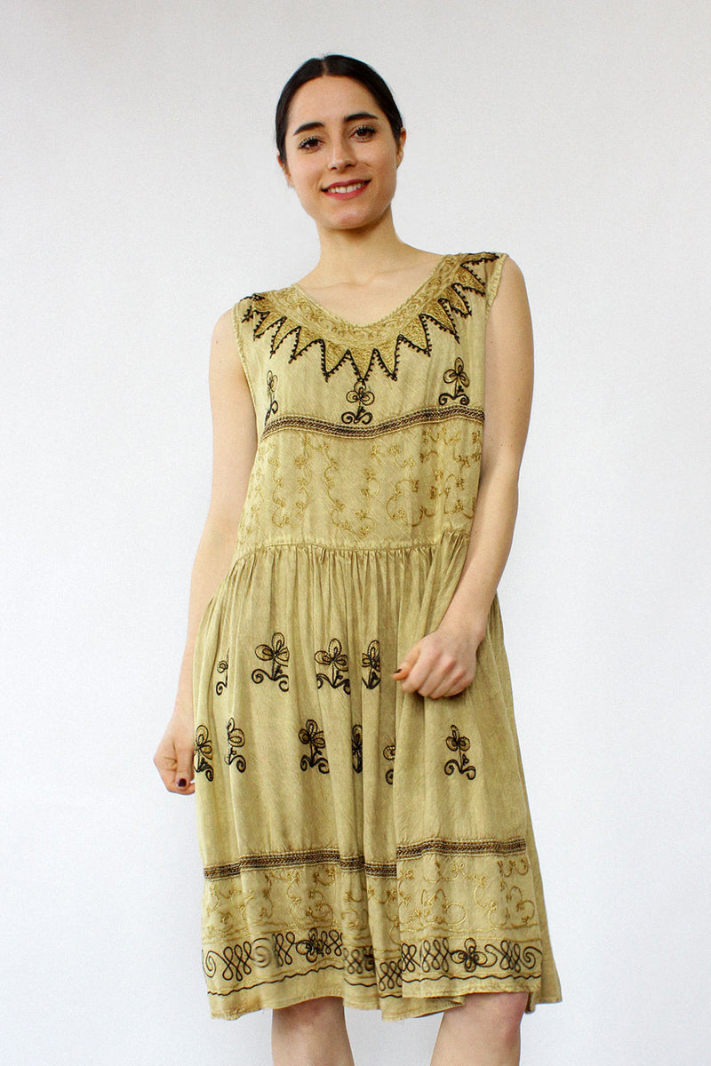 Ana Embroidered Smock Dress