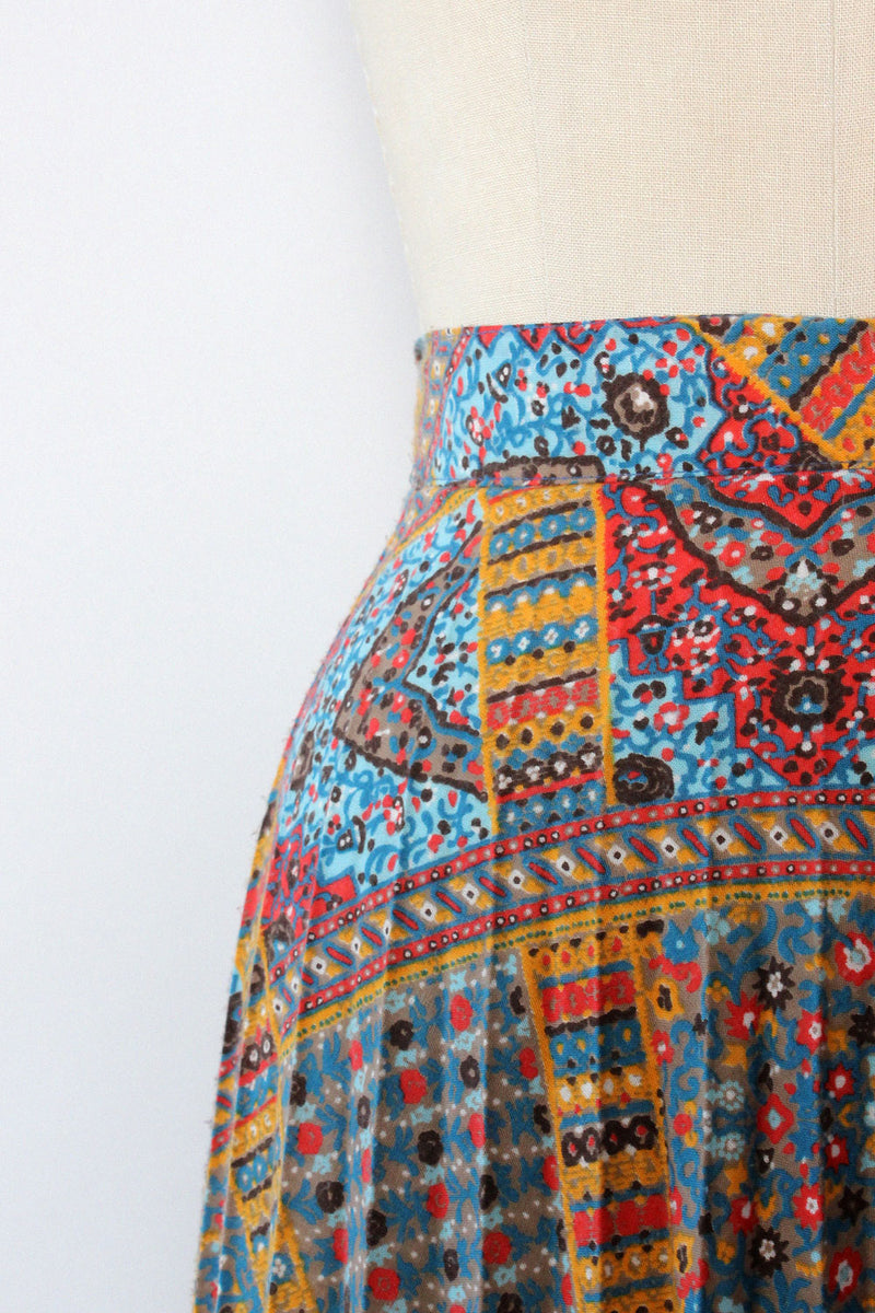 Patchwork Printed Pleat Skirt XS