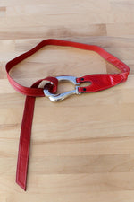 Mixed Material Brick Red Belt