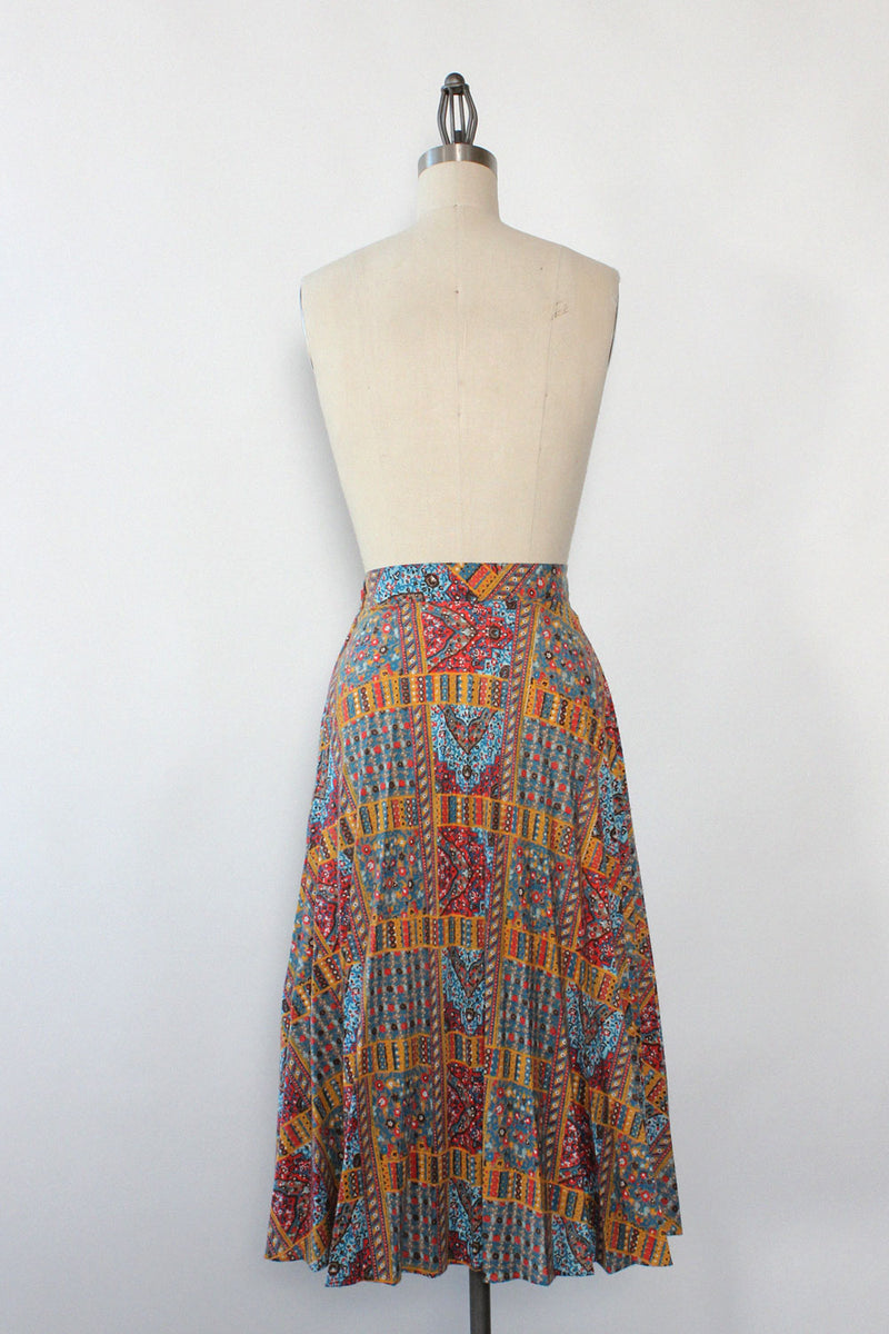Patchwork Printed Pleat Skirt XS