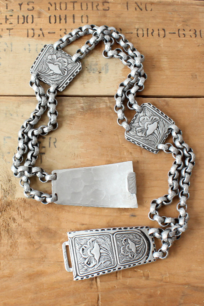 Aluminum Floral Etch Belt