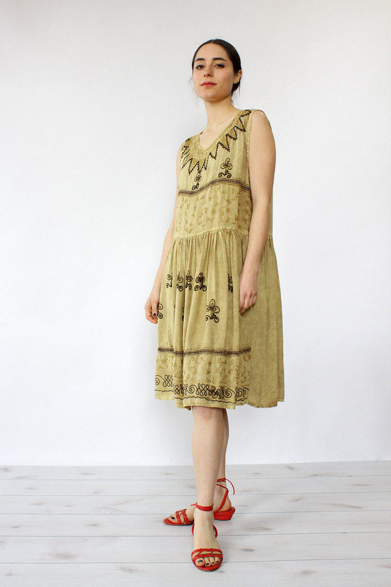 Ana Embroidered Smock Dress