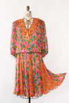 Mosaic Pleated Georgette Dress M-XL