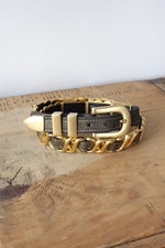 Brushed Brass Link Leather Belt