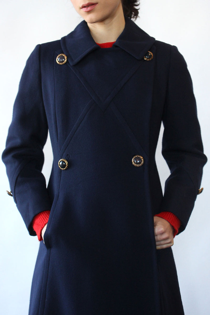 Navy Wool Tailored Mod Coat XS/S