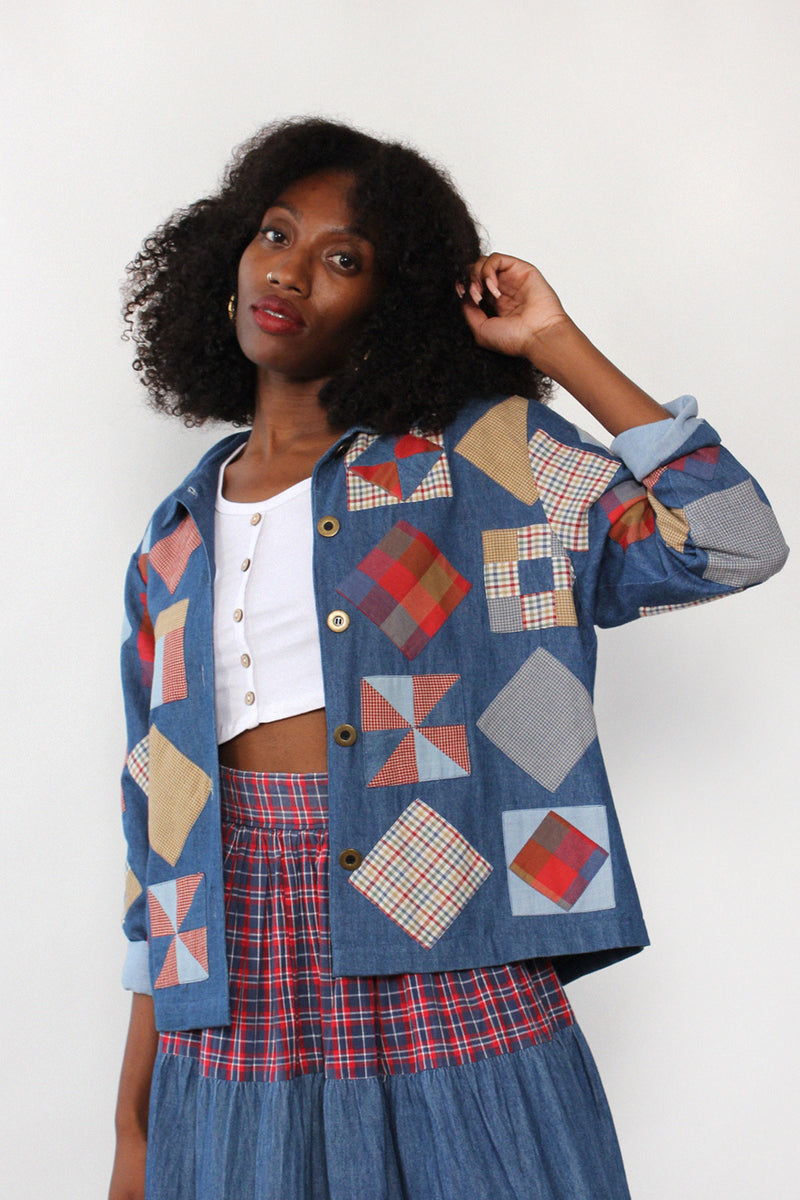 Patchwork Boxy Crop Jacket M/L