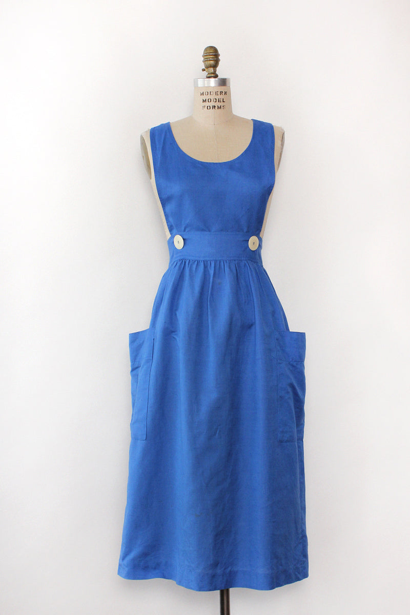 Cobalt Linen Pinafore S