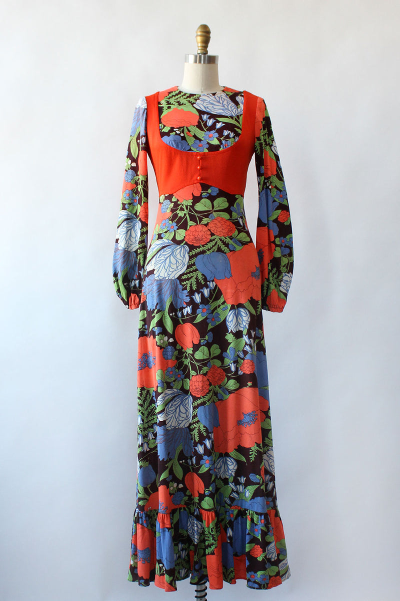Poppy Print Maxi Dress XS