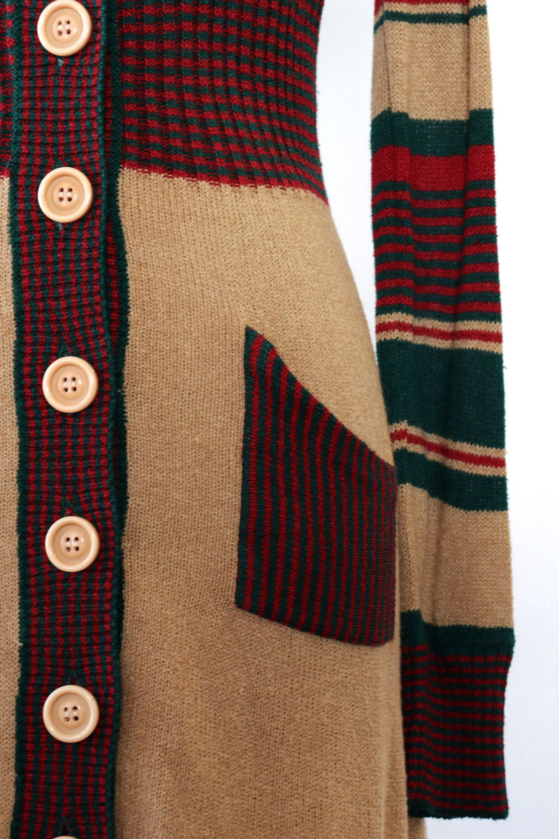 Ivy Ruby Khaki Stripe Sweaterdress S-L